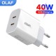 40W USB C Charger Quick Charge QC 3.0 Dual PD Charger Type C Fast Charger Adapter For iPhone Xiaomi Samsung Huawei Phone EU Plug