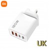 Xiaomi PD 120W 4 Ports USB C Charger Quick Charge 3.0 Type C USB Phone Fast Charging Adapter for Samsung IPhone Huawei UK Plug