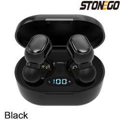 Wireless Bluetooth 5.0 Earbuds, Touch Control, Digital Display, TWS Noise-Cancelling Sports Earphones, Dual Ear Calling Black