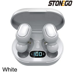 Wireless Bluetooth 5.0 Earbuds, Touch Control, Digital Display, TWS Noise-Cancelling Sports Earphones, Dual Ear Calling White