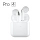 Pro 4 TWS Wireless Earphone Bluetooth-compatible 5.3 Waterproof Headset with Mic for Xiaomi iPhone Pro4 Earbuds white