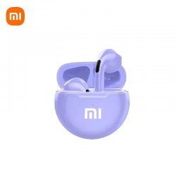 Pro6 True Wireless Headphone Bluetooth 5.2 Earphones TWS Gaming Stereo Noise Reduction Heavy Bass Mini In-ear Earbuds Purple
