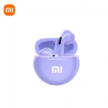 Pro6 True Wireless Headphone Bluetooth 5.2 Earphones TWS Gaming Stereo Noise Reduction Heavy Bass Mini In-ear Earbuds Purple