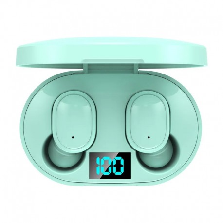 E6S TWS Wireless Headphones Sports Waterproof Bluetooth 5.0 Earphone Stereo Headset with Microphone for Iphone Xiaomi Green