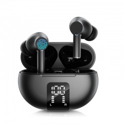 Wireless Earphone Bluetooth 5.3 Headphone 60H Playback LED Power Display Ear Buds Mic Noise Cancellation StereoEarphones Black