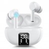 Wireless Earphone Bluetooth 5.3 Headphone 60H Playback LED Power Display Ear Buds Mic Noise Cancellation StereoEarphones White
