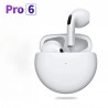 NEW Pro 6 TWS Wireless Headphones with Mic Fone Bluetooth Earphones Sport Headset for Apple iPhone Xiaomi Pro6 Earbuds White