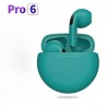 NEW Pro 6 TWS Wireless Headphones with Mic Fone Bluetooth Earphones Sport Headset for Apple iPhone Xiaomi Pro6 Earbuds Green