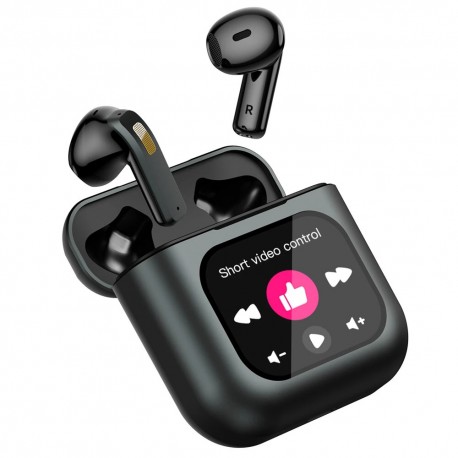 K1 TWS bluetooth Earphone LCD Touch Screen Earbuds 8G Memory ENC HD Calls Wireless Smart Earphone with Mic - Black 8GB RAM