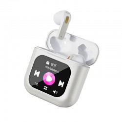K1 TWS bluetooth Earphone LCD Touch Screen Earbuds 8G Memory ENC HD Calls Wireless Smart Earphone with Mic - White 8GB RAM