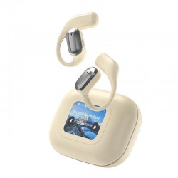 A16 OWS Headset Wireless bluetooth 5.4 Earphone LED Colors Touch Screen Playback Earhooks Sports Headphones - Beige