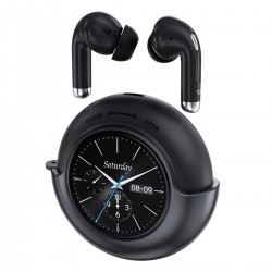 Weofly LifeFits bluetooth Earbuds 1.28inch LED Touch Screen HD Sound 25H Playback In-ear Sports Headphones with Mic - Black