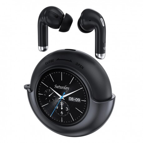Weofly LifeFits bluetooth Earbuds 1.28inch LED Touch Screen HD Sound 25H Playback In-ear Sports Headphones with Mic - Black