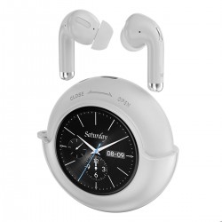 Weofly LifeFits bluetooth Earbuds 1.28inch LED Touch Screen HD Sound 25H Playback In-ear Sports Headphones with Mic - White