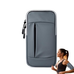 Phone Arm Holder Arm Bag Phone Pouch Key Holder Workout Phone Holder Sports Bag Adjustable Strap Waterproof Running Arm Gray