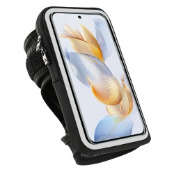 Sports Cycling Running Wrist Bag For iPhone 16 15 14 13 12 11 Pro Max 16 Plus Touch Screen Running Zipper Armband Pouch Black