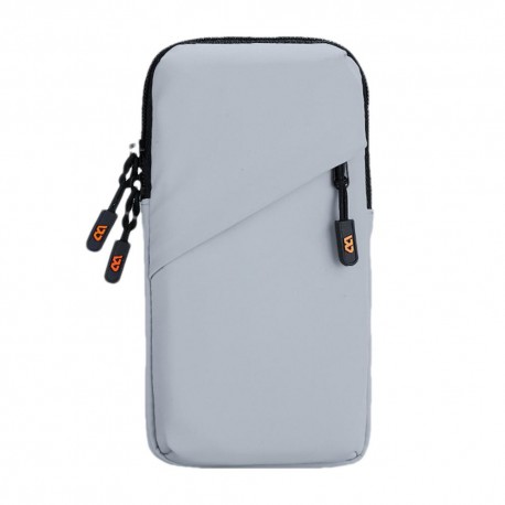 Running Phone Armband Waterproof Arm Pocket Cell Phone Holder Large Breathable Multifunctional Pouch For Women & Men grey