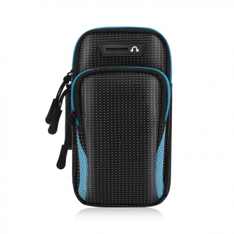 6.8'' Mobile Phone Armband Bag With Headphone Jack Breathable Sports Running Luminous Bag Gym Mobile Phone Accessories Blue