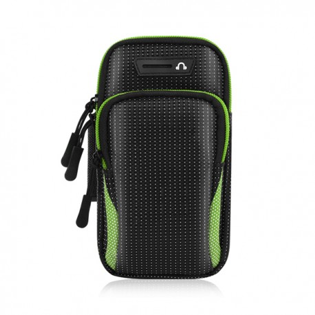6.8'' Mobile Phone Armband Bag With Headphone Jack Breathable Sports Running Luminous Bag Gym Mobile Phone Accessories Green