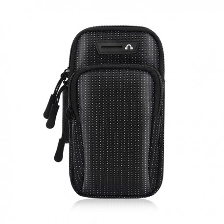 6.8'' Mobile Phone Armband Bag With Headphone Jack Breathable Sports Running Luminous Bag Gym Mobile Phone Accessories Black