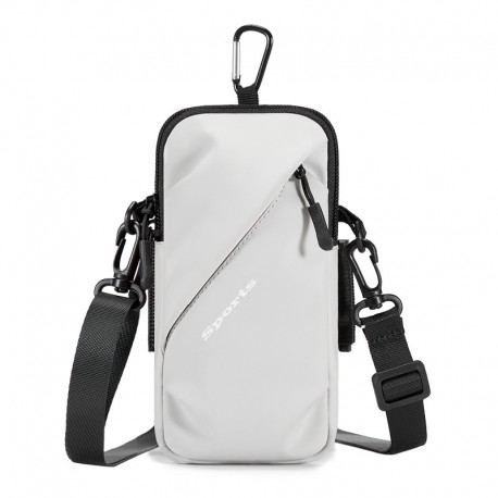 Portable Multifunction Running Sports Armband Bags For iPhone 16 Pro Max Plus 16E 15 14 13 12 Waterproof Crossbody Pouch Grey