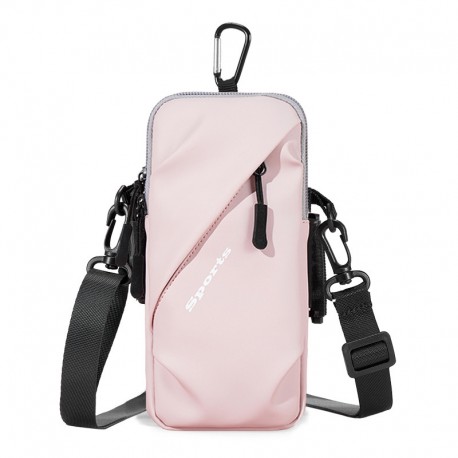 Portable Multifunction Running Sports Armband Bags For iPhone 16 Pro Max Plus 16E 15 14 13 12 Waterproof Crossbody Pouch Pink