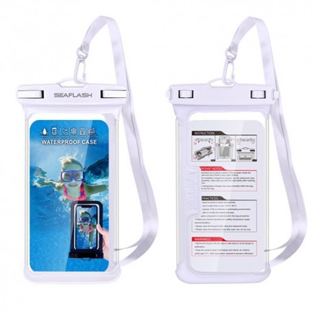 TPU IPX8 Phone Case Waterproof Bag Diving Transparent Outdoor Rainy Weather Swimming Touch Screen for 6.53 Inch Phone - White