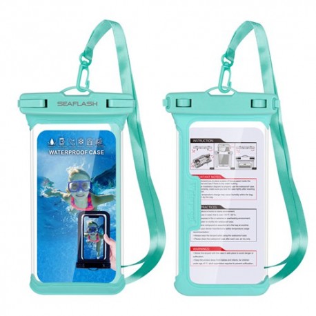 TPU IPX8 Phone Case Waterproof Bag Diving Transparent Outdoor Rainy Weather Swimming Touch Screen for 6.53 Inch Phone - Green