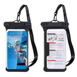TPU IPX8 Phone Case Waterproof Bag Diving Transparent Outdoor Rainy Weather Swimming Touch Screen for 6.53 Inch Phone - Black