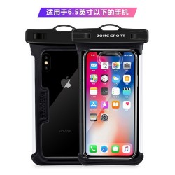 TPU IPX8 Phone Case Waterproof Bag Diving Transparent Outdoor Rainy Weather Swimming Touch Screen for 6.5 Inch Phone - Black