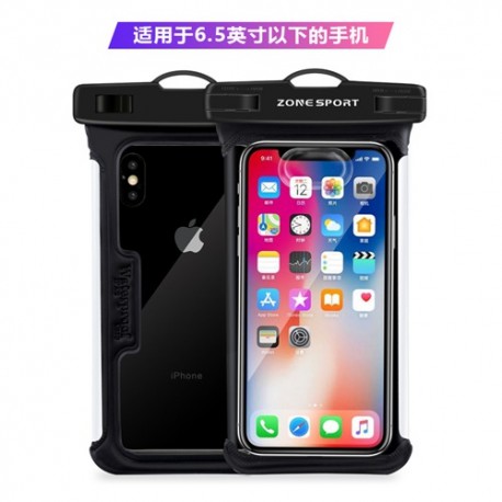 TPU IPX8 Phone Case Waterproof Bag Diving Transparent Outdoor Rainy Weather Swimming Touch Screen for 6.5 Inch Phone - Black