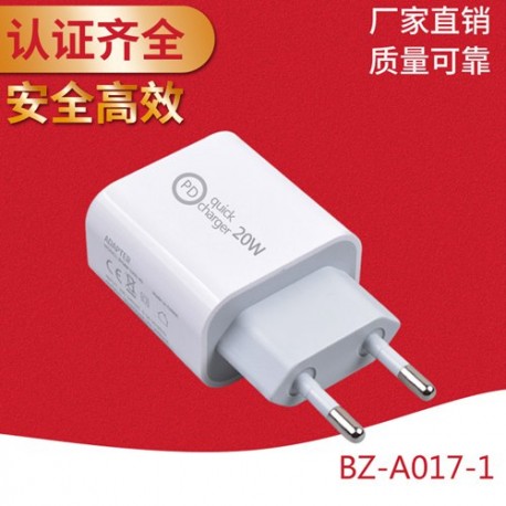 PD20W Type C USB Charger Adapter - White, EU Plug, AC 100~240V