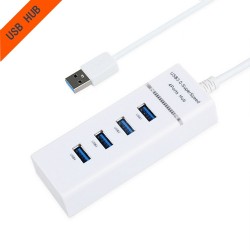 4-Port USB 3.0 Hub Splitter Expander Adapter Docking Station - White
