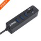 3-Port USB 3.0 Hub Splitter Expander Adapter Docking Station Combo w/ TF / SD Card Slot - Black