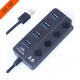4-Port USB 3.0 Hub Splitter Expander Adapter Docking Station - Black