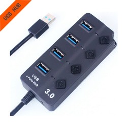 4-Port USB 3.0 Hub Splitter Expander Adapter Docking Station - Black