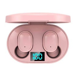 E6S TWS Bluetooth Earphone Wireless Headphones 5.0 LED Display Button Control Earbuds Waterproof Noise Cancelling Headset - Pink