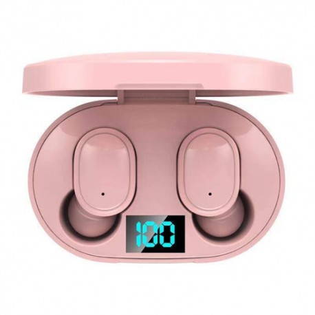 E6S TWS Bluetooth Earphone Wireless Headphones 5.0 LED Display Button Control Earbuds Waterproof Noise Cancelling Headset - Pink