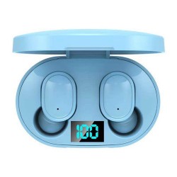 E6S TWS Bluetooth Earphone Wireless Headphones 5.0 LED Display Button Control Earbuds Waterproof Noise Cancelling Headset - Blue