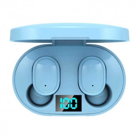 E6S TWS Bluetooth Earphone Wireless Headphones 5.0 LED Display Button Control Earbuds Waterproof Noise Cancelling Headset - Blue
