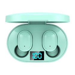 E6S TWS Bluetooth Earphone Wireless Headphones 5.0 LED Display Button Control Earbuds Waterproof Noise Cancel Headset - Green