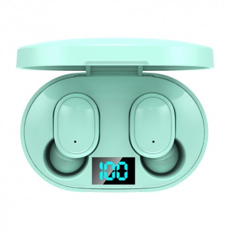 E6S TWS Bluetooth Earphone Wireless Headphones 5.0 LED Display Button Control Earbuds Waterproof Noise Cancel Headset - Green