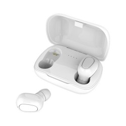 L21 TWS Bluetooth Wireless Earphones Mini Waterproof 9D Surround Sound Noise Reduction Music Headphones - White