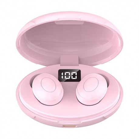TWS Bluetooth Earphones T5 Bluetooth Headset Stereo Earbud Sports Gaming Headsets with Charging Box Wireless Headphone - Pink