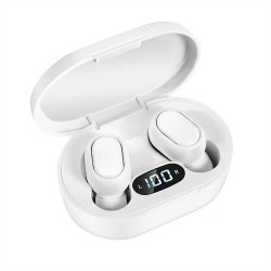 E7S TWS Wireless Earphones Bluetooth Noise Cancelling LED Display Screen Headset Sports Stereo Earbuds - White