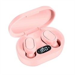 E7S TWS Wireless Earphones Bluetooth Noise Cancelling LED Display Screen Headset Sports Stereo Earbuds - Pink