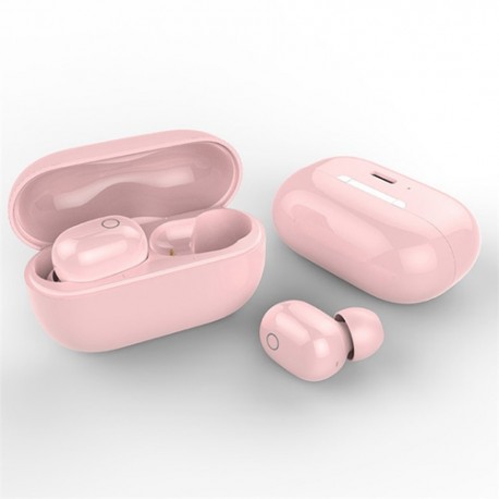 TWS-J90 5.0 True Wireless Bluetooth Headset In-Ear Super Bass Earbud Voice Control High-Definition Microphone - Pink