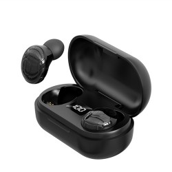 F1 TWS Wireless Bluetooth V5.0 Earphones Earbuds Headset - Black, 55mAh. 450mAh