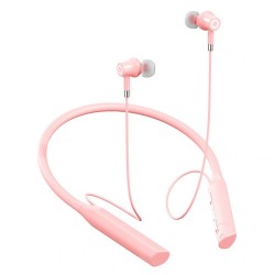 YD08 Bluetooth 5.0 Wireless Headset Neck-Mounted Stereo Card Microphone Sports Headset for iPhone Samsung Huawei - Pink