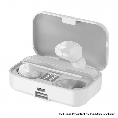 LB-9 TWS wireless headset Bluetooth-compatible 5.1 Headset HIFI Stereo 9D Music Sports Waterproof Earbuds Microphone - White